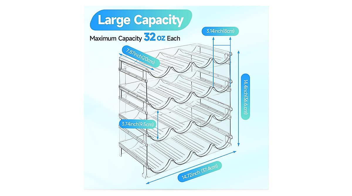 IROONN Water Bottle Organizer - Stackable 16-Bottle Storage Rack