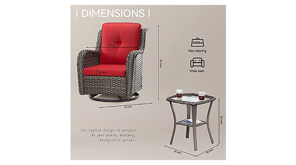 Joyside 360° Swivel Rocker Patio Chairs Set