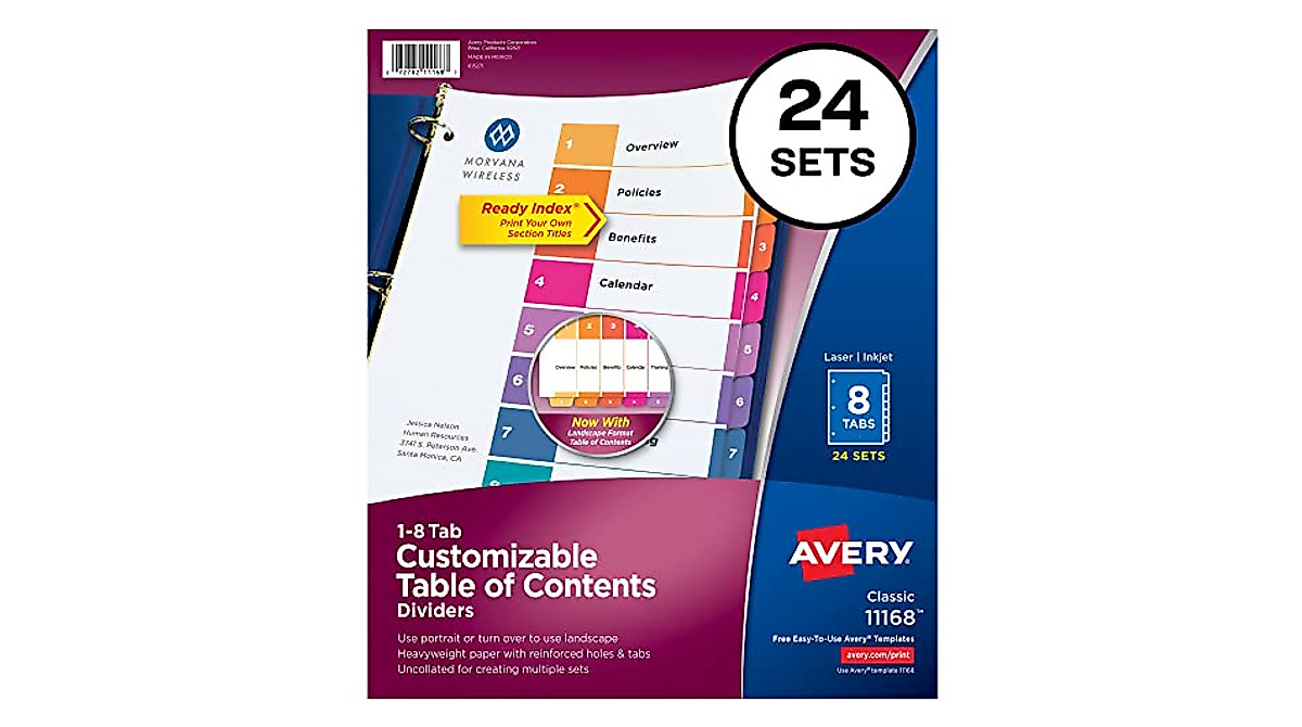 Avery 8-Tab Dividers for Binders - Customizable & Multicolor Tabs