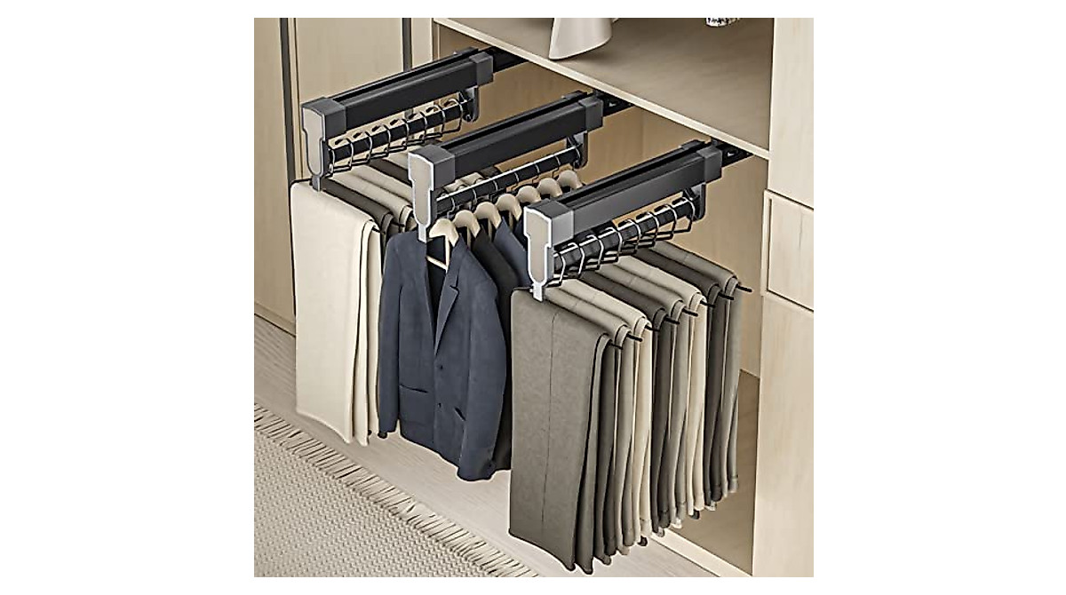 Adjustable Pull Out Closet Valet Rod - Space Saving Design