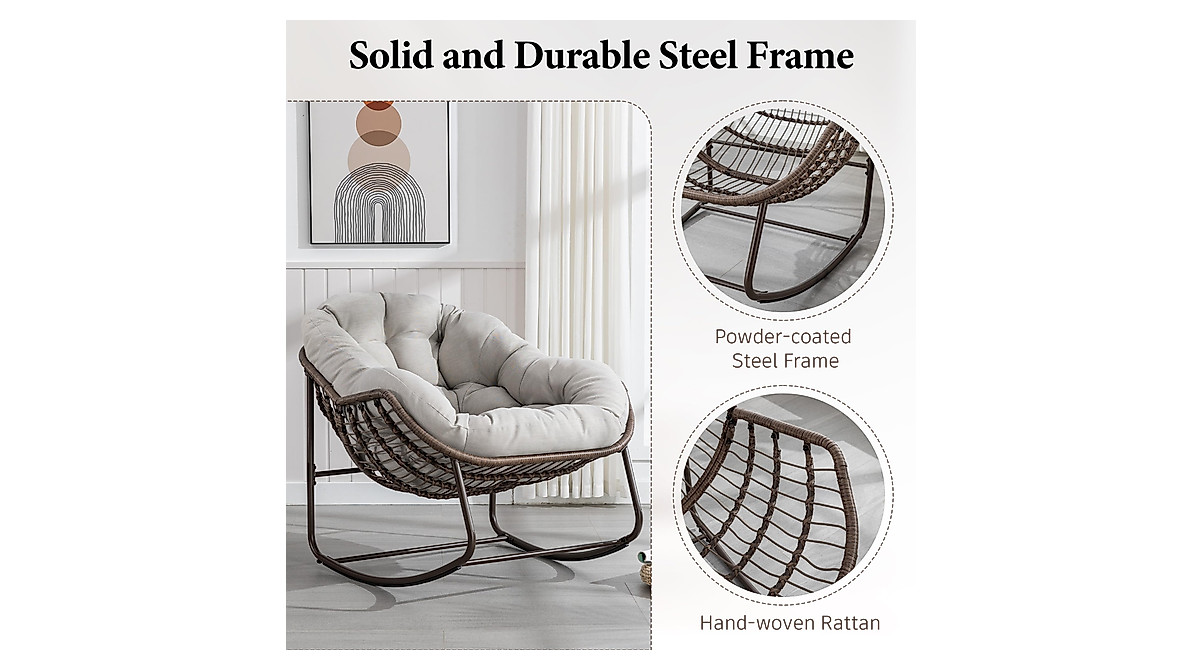 Comfy Oversized Rocking Chair for Indoor & Outdoor Use