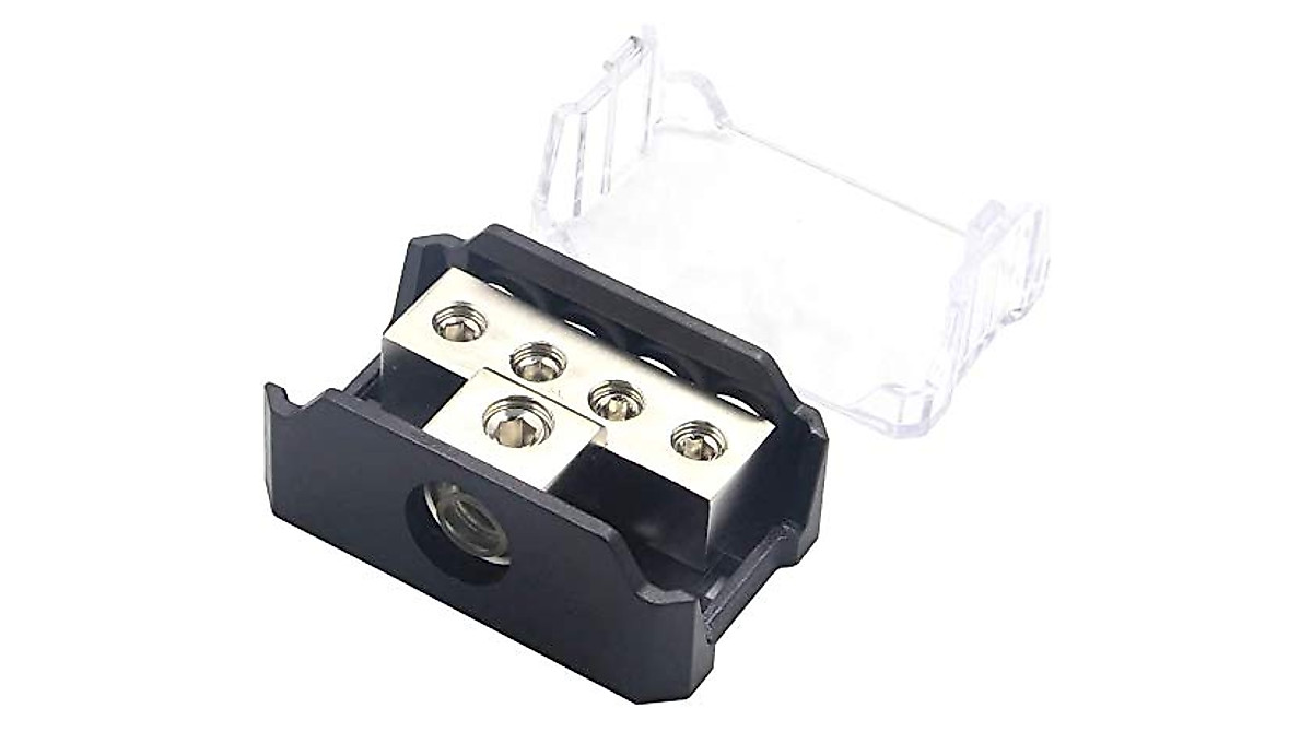 RKURCK 3-Way Power Distribution Block - 0/2/4 AWG Input, 4/8 AWG Outputs, For Car Audio Amplifier Systems - View #11