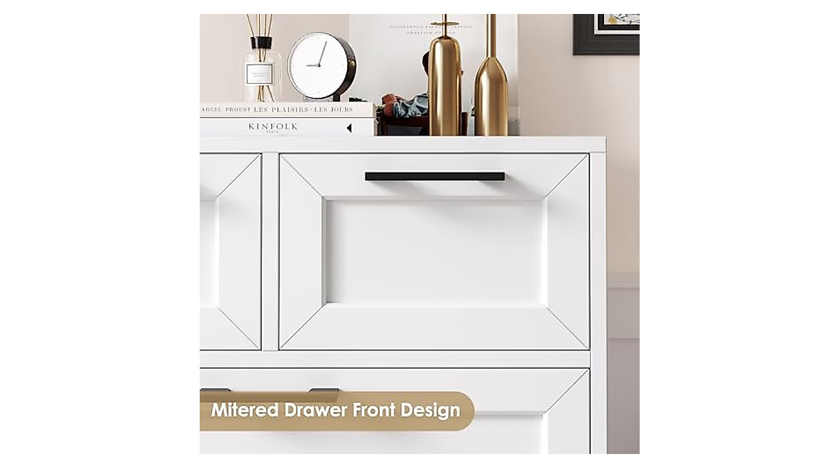 BOTLOG 6 Drawer White Dresser - Modern Storage Solution
