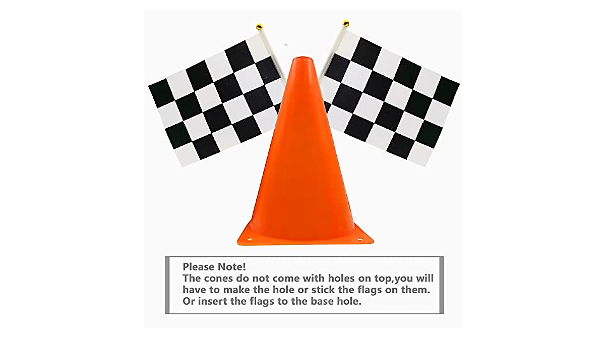 YOELVN Racing Traffic Cones & Flags - Perfect for Race Car Parties