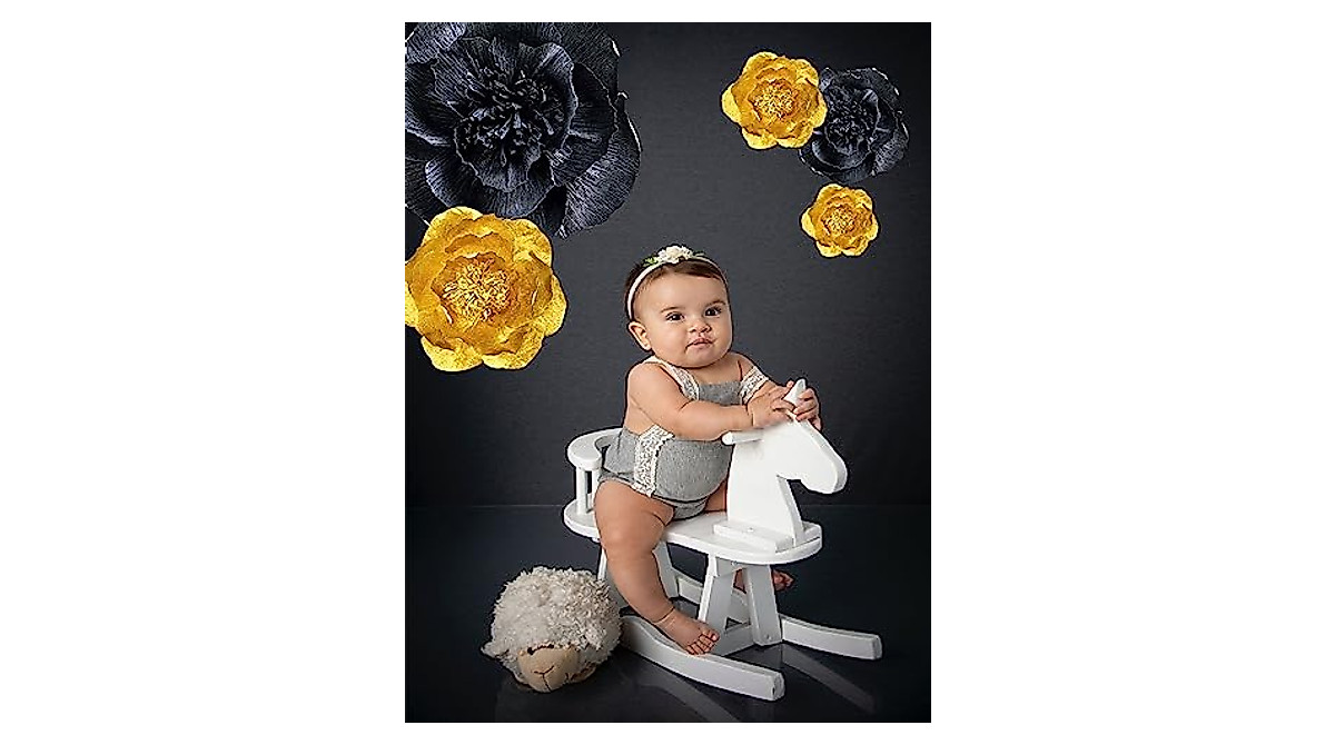 IGUO 3D Paper Flowers – Elegant Gold & Black Decorations for Events