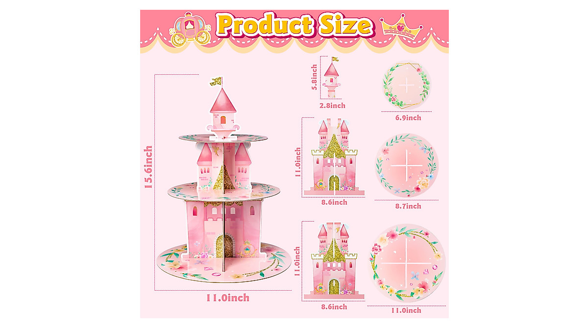 ANGOLIO Princess Cupcake Stand for Magical Parties