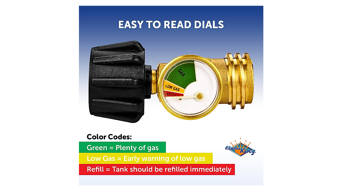 Flame King Propane Tank Gauge with Glow-in-Dark Dial | Safe & Reliable
