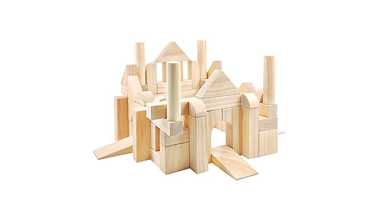 Onshine Large Wooden Blocks for Toddlers - 64 Pieces