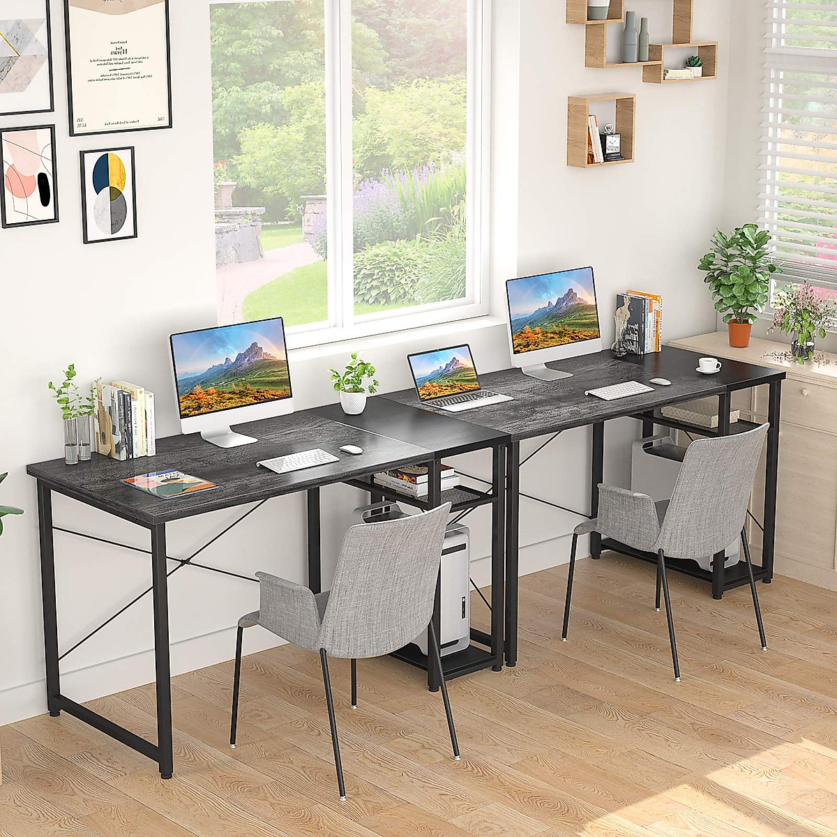 Homfio 40-Inch Office Desk with Shelves | Modern Study & Gaming Table