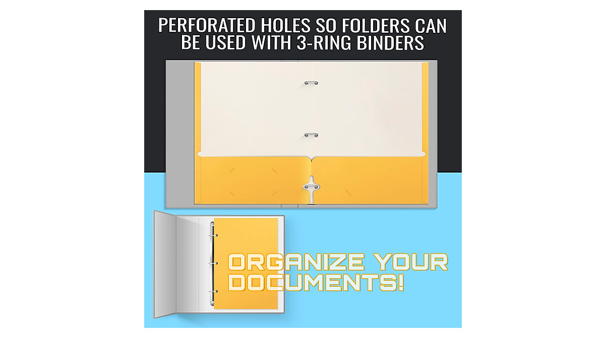 Yellow 2-Pocket Portfolio Folders - 50 Pack for Office & School