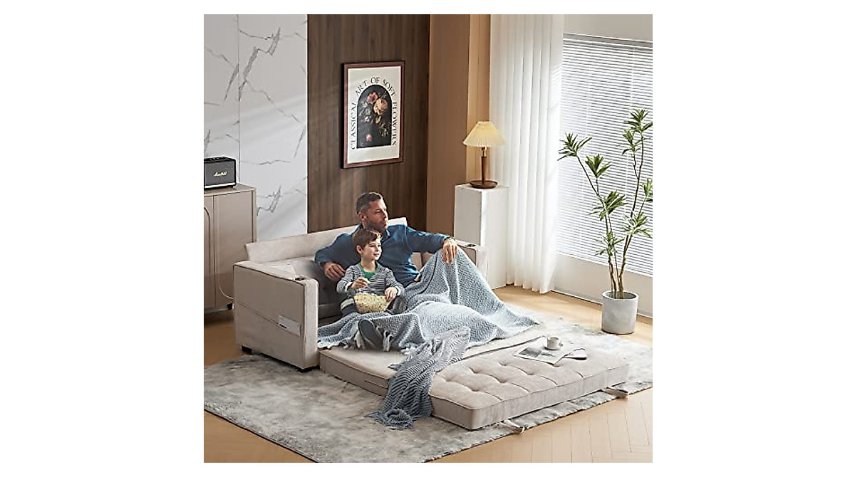 VINGLI 64-Inch Futon Sofa Bed - Convertible Couch for Living & Bedroom