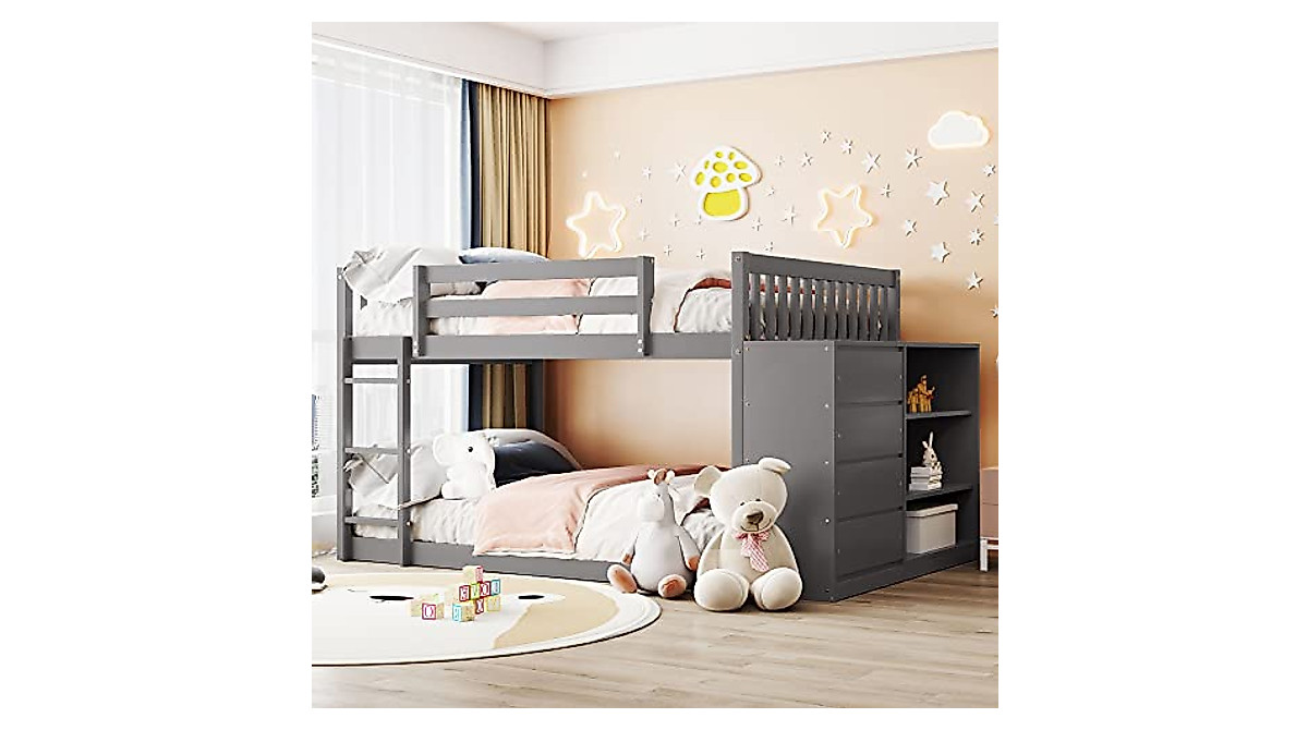 Harper & Bright Designs Full Over Full Bunk Bed with Storage