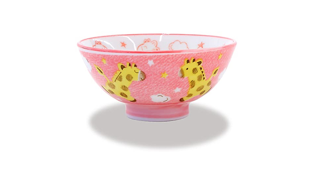 Kawaii Giraffe Mino Ware Rice Bowl Set for Kids