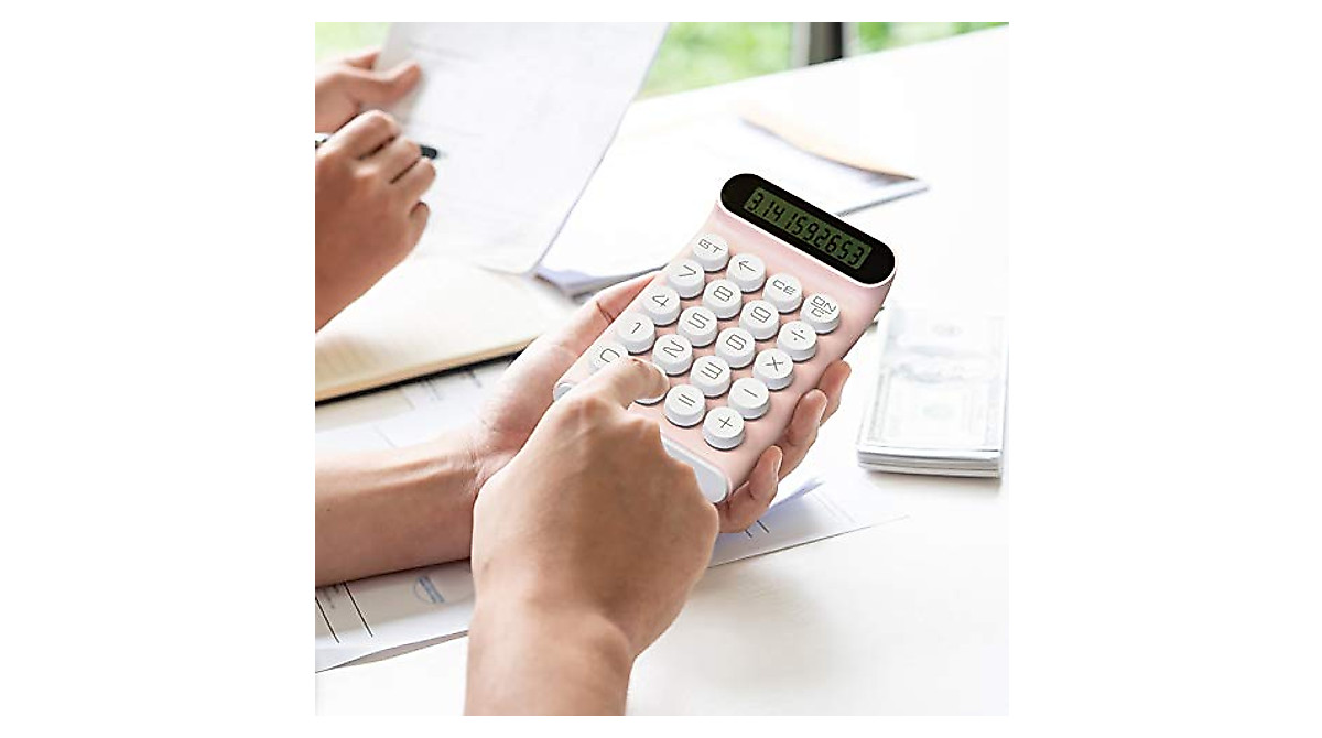 LOCOCK Mechanical Switch Calculator - Retro Pink 10-Digit Office Tool
