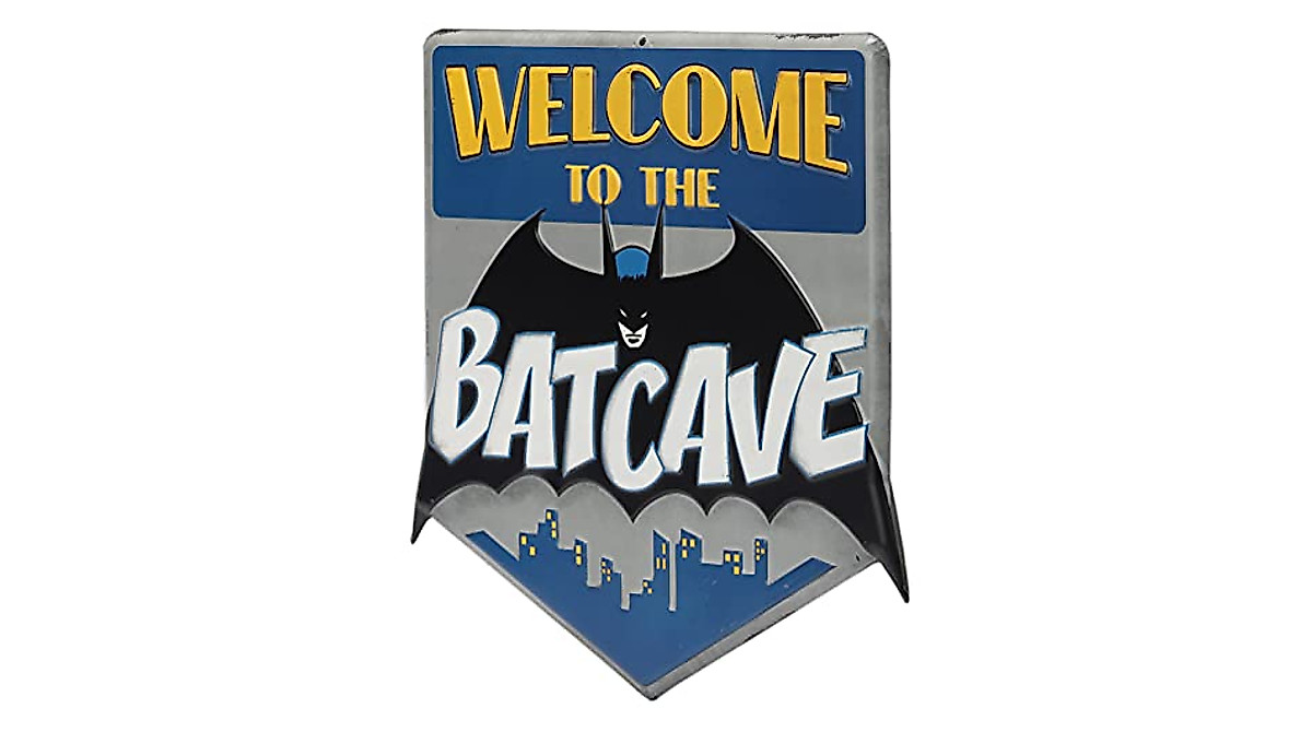 Batman Welcome to The Batcave Metal Sign - Vintage DC Decor