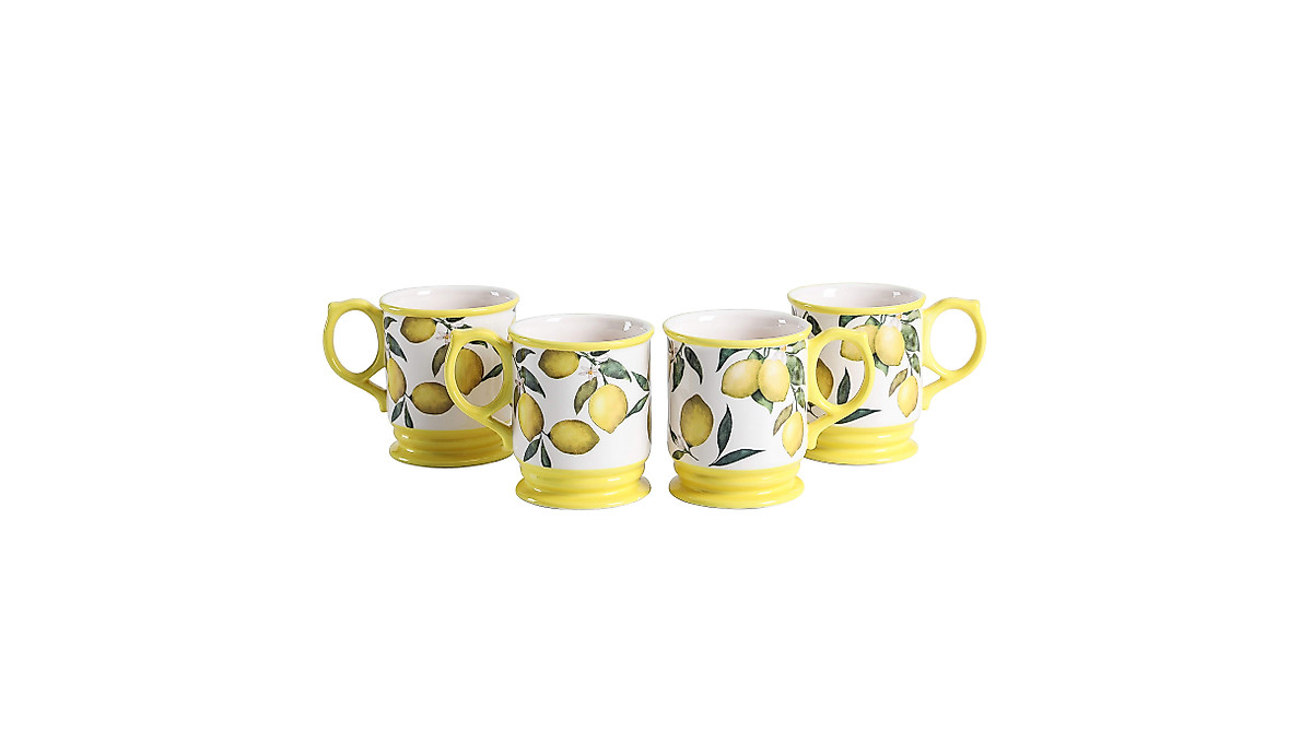 Bico Lemon Dreams Ceramic Mugs, Set Of 4, For Coffee, Tea, Drinks, Microwave - View #3