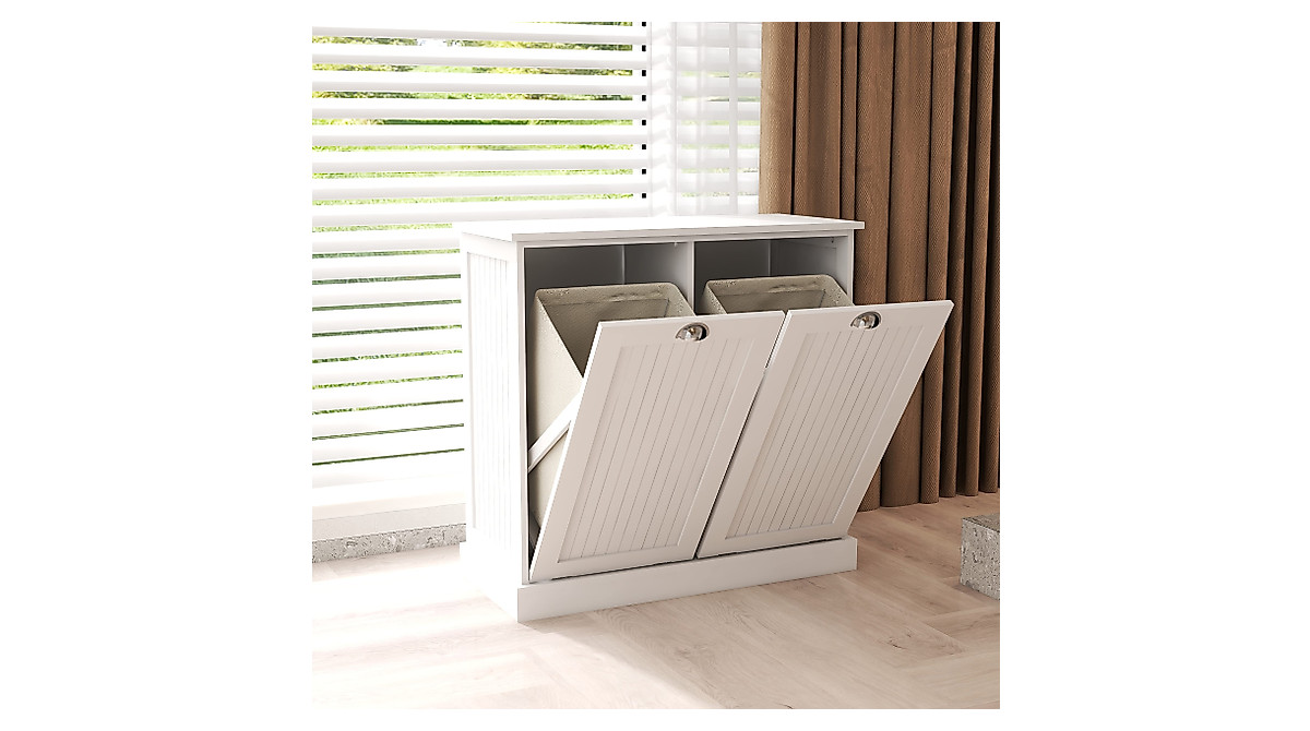 RASOO Double Tilt Out Trash Cabinet - Space-Saving Laundry Sorter