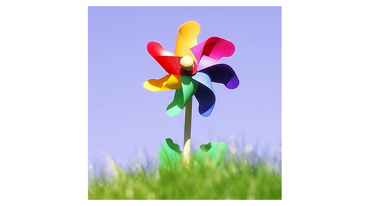 Jucoan Rainbow Pinwheels - 20 Pack Colorful Garden Decor