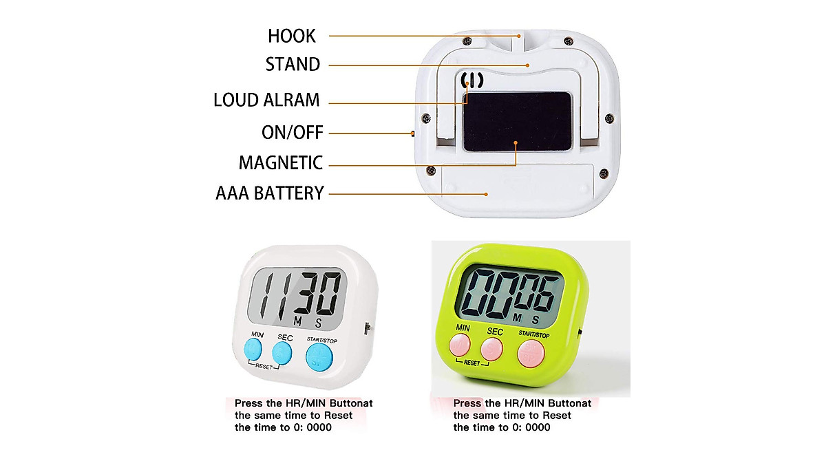 Kitchen Timer Digital 2-Pack | Loud Alarm, Magnetic & Easy Use
