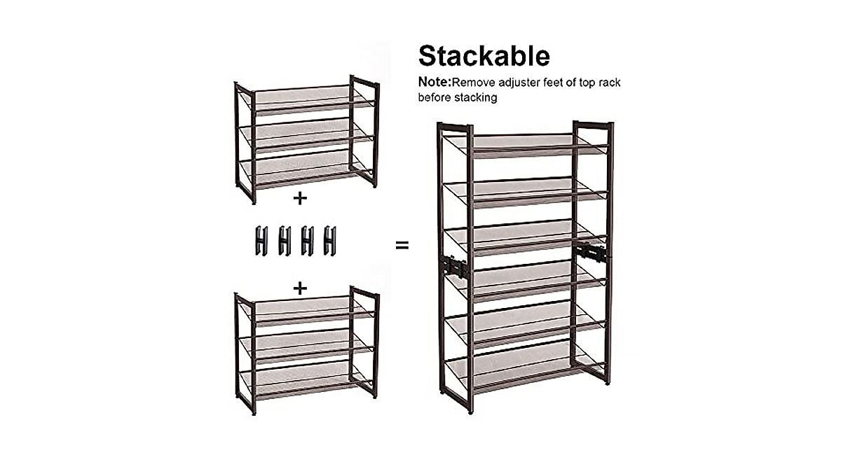 SONGMICS 3-Tier Shoe Rack – Adjustable Metal Organizer for 12 Pairs