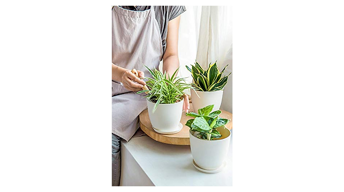 Mkono 6.5" Plastic Planters Set - Modern Indoor Pots