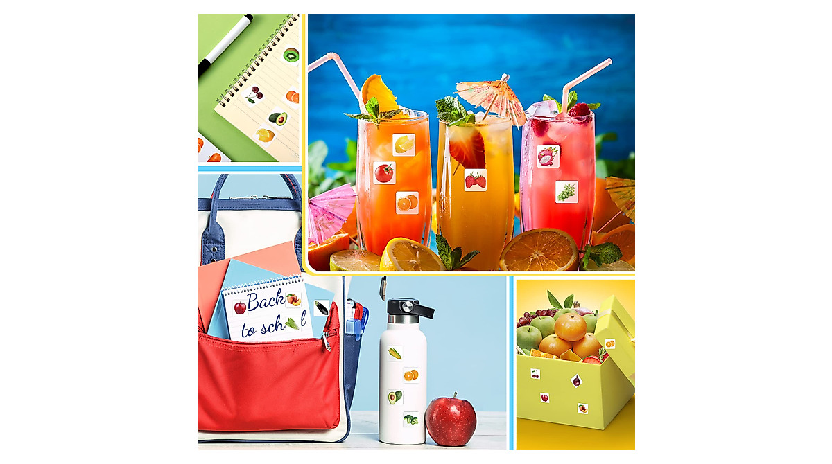 600 Pcs Kids Fruits & Vegetable Stickers for Classroom Fun