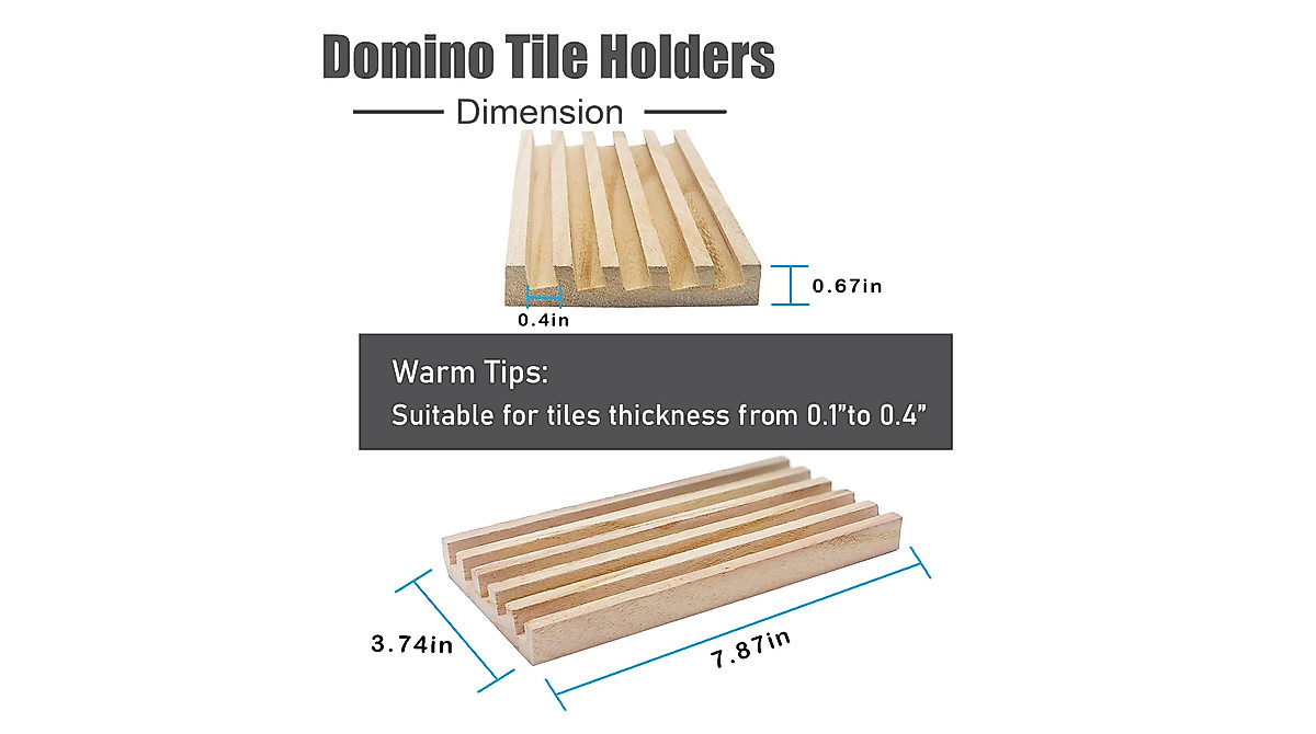 ESSAJOY Wooden Domino Racks Set for Organized Play