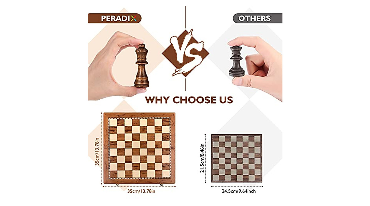 Aazon.co: AEROUS 15 Inches Agnetic Wooden Chess Set With 2 Extra Queens/Folding Board/Chess - View #8