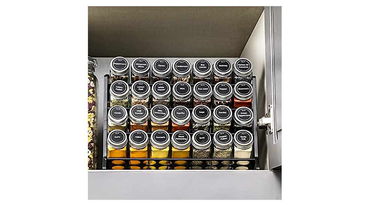 VITEVER 4-Tier Spice Rack Organizer with 28 Jars for Kitchen Storage
