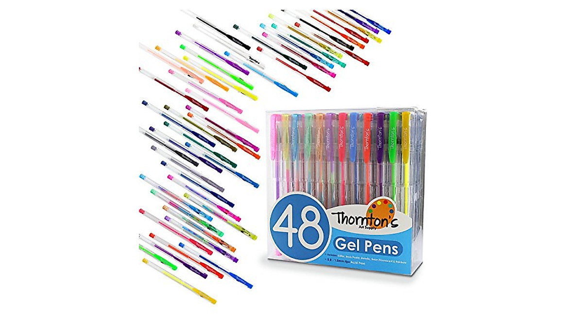 Thornton's Gel Ink Pens - 48 Assorted Colors for Artists