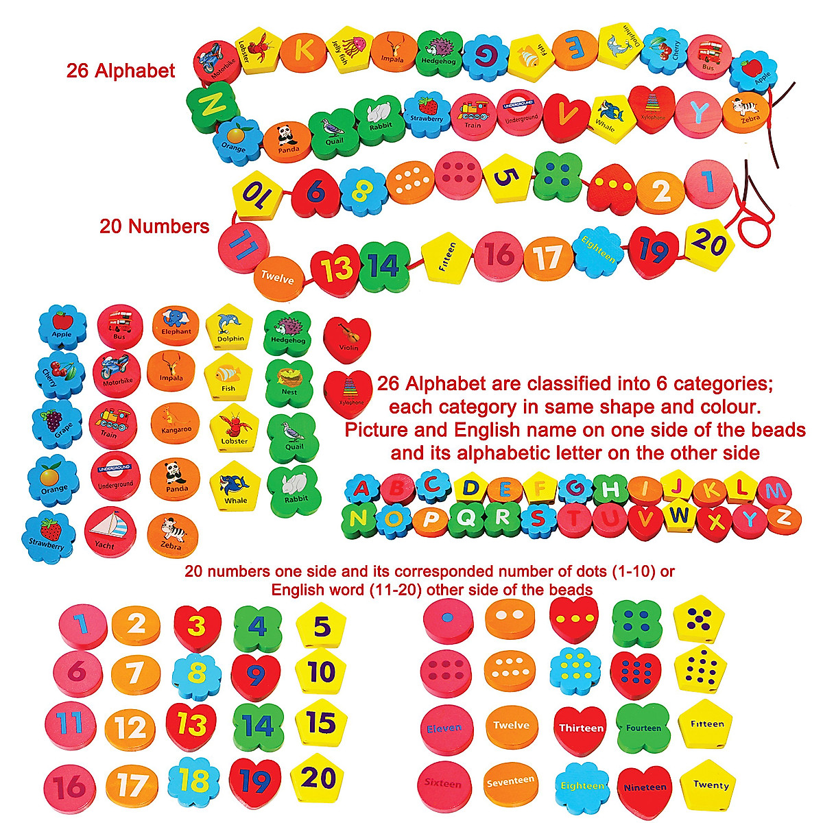 TOWO Wooden Alphabet & Number Blocks – Educational Toy