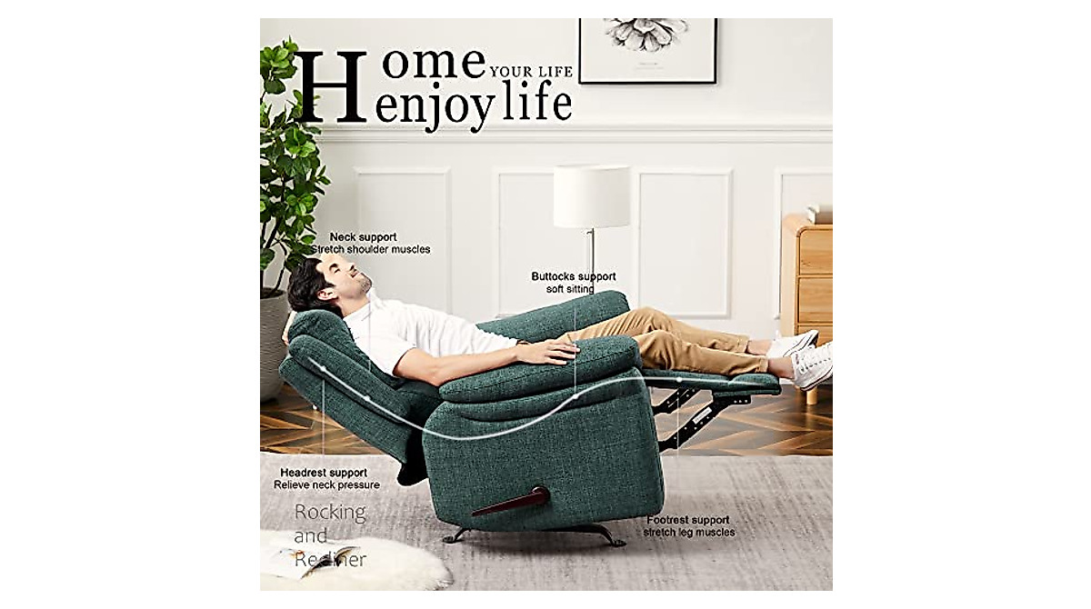 Limare Green Rocker Recliner: Comfy Push Back & Glider