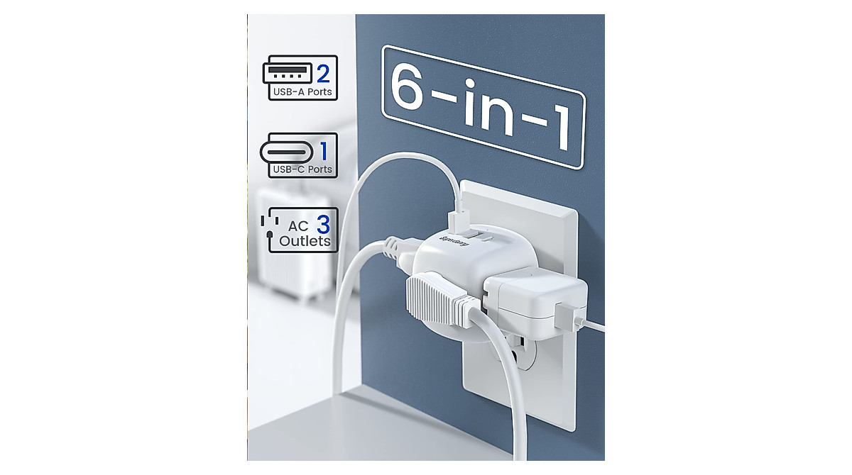 SUPERDANNY GaN 30W USB C Outlet Extender for Travel & Home