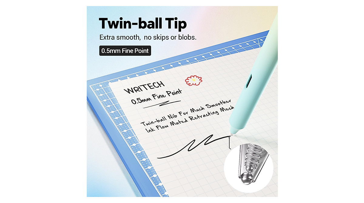 WRITECH Retractable Gel Pen Set - Smooth 0.5mm Fine Point & Gradient Colors