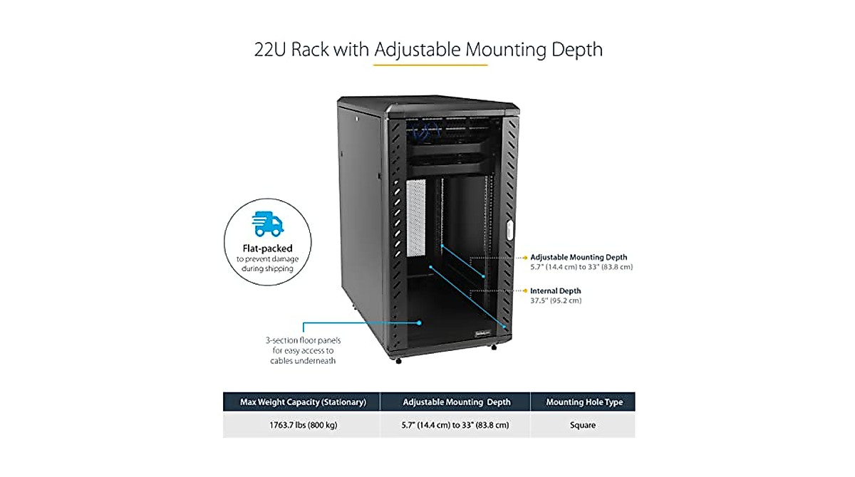 StarTech.com 22U Server Rack Cabinet - Versatile & Durable