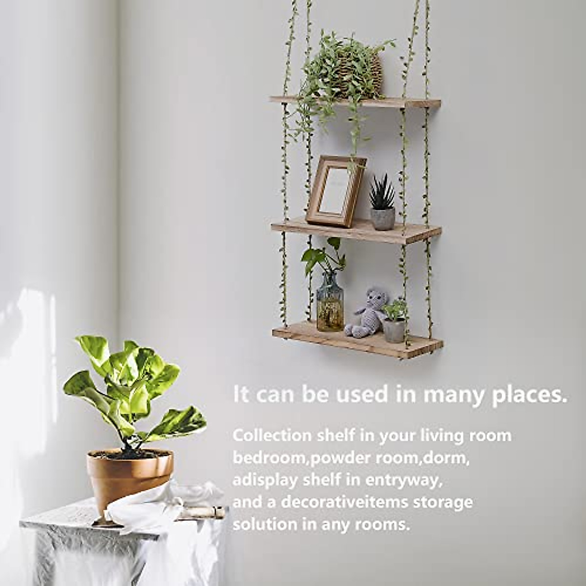 Stylish MITIME 3-Tier Hanging Wall Shelves for Decor