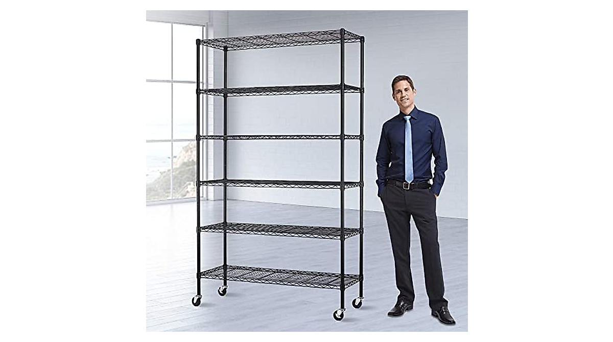 Heavy Duty 6-Tier Adjustable Wire Shelves with Wheels
