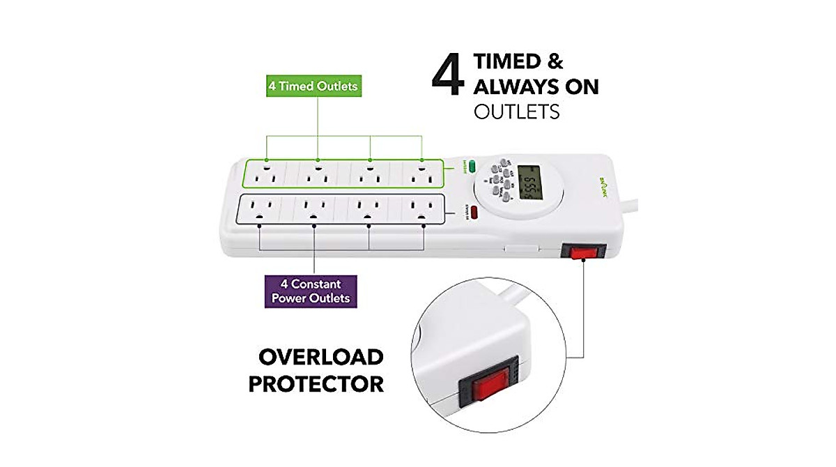 BN-LINK 8 Outlet Surge Protector with Digital Timer - Energy Saving ...