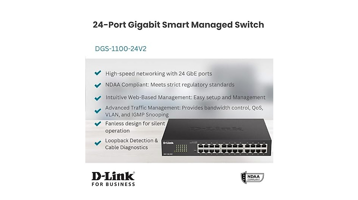 D-Link 24-Port Gigabit Smart Managed Switch - High-Speed Networking
