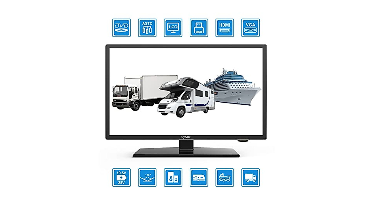 SYLVOX 24 Inch RV TV 1080P Full HD with DVD & FM Radio