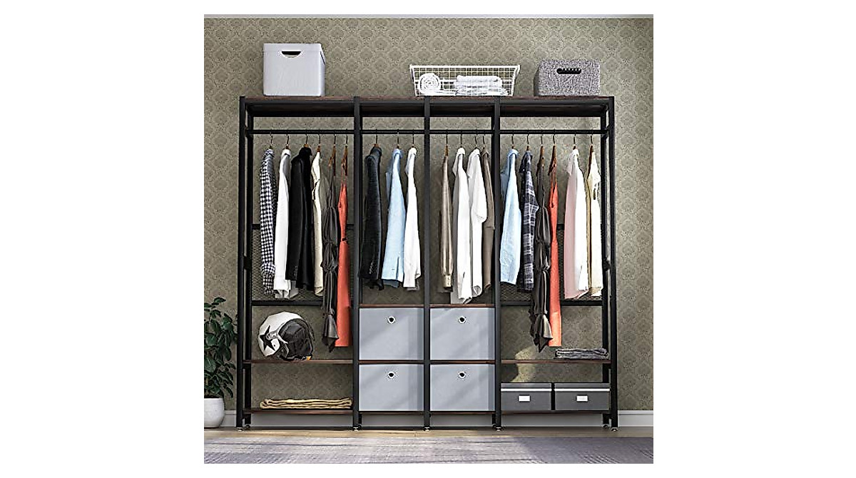 Tribesigns Heavy Duty Closet Organizer - Large Metal Rack with Shelves ...