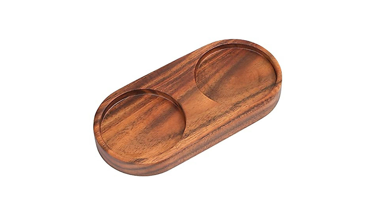 VanlonPro Salt and Pepper Mill Tray - Elegant Acacia Wood Organizer