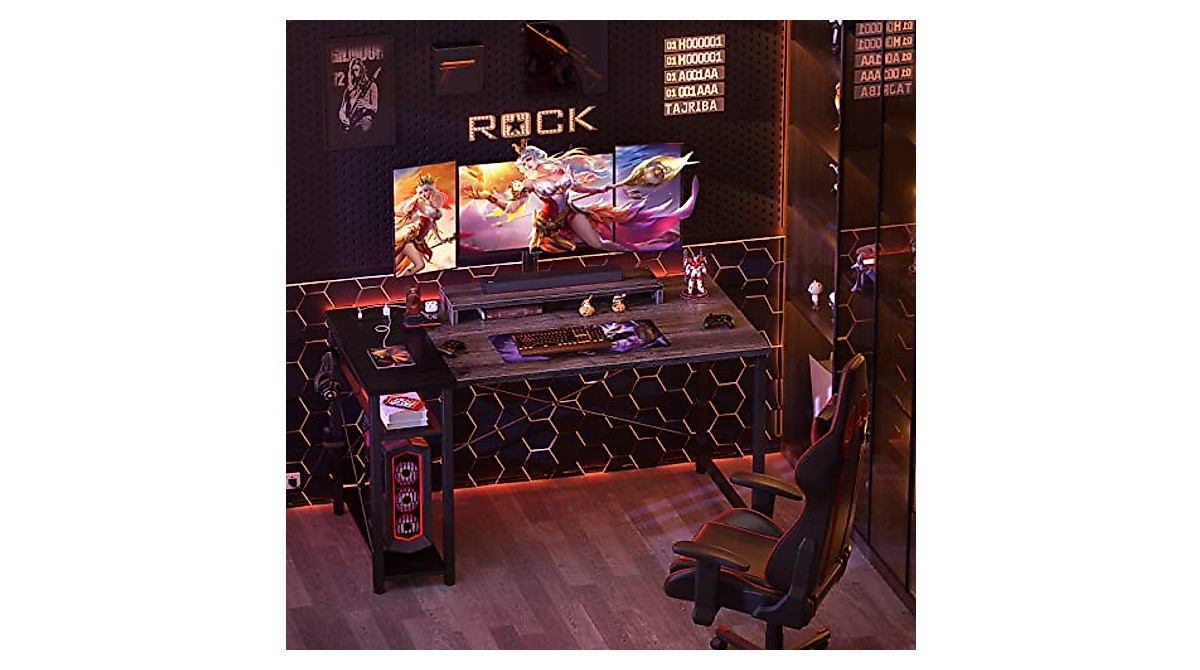 Armocity Gaming Desk with USB & Power Outlets