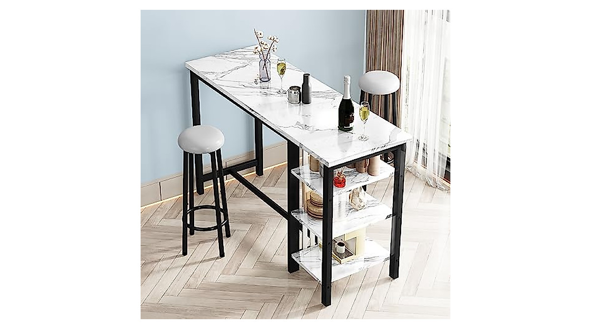 Lamerge Modern Kitchen Table & Stools Set for Small Spaces
