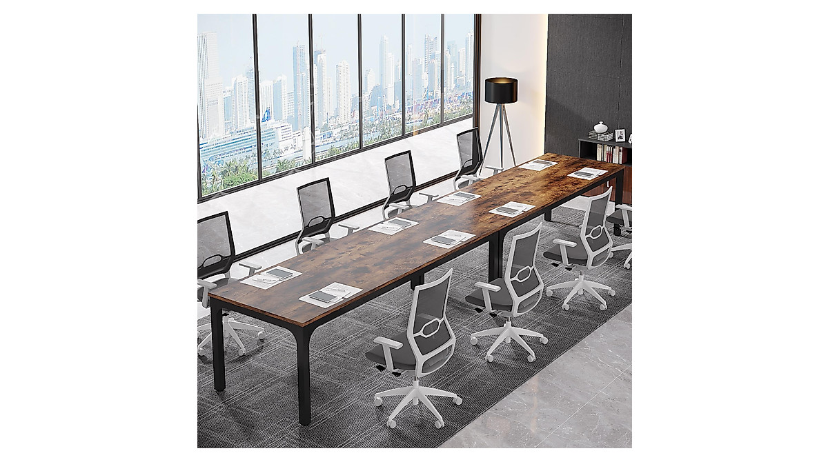 thumbnail image 2 of Tribesigns 6.5 FT Conference Table, Meeting Table, 78.74" W X 27.56" D Large Office Conference Table, Modern Seminar Table For Conference Room, Boardroom (2, Brown 2 of 13