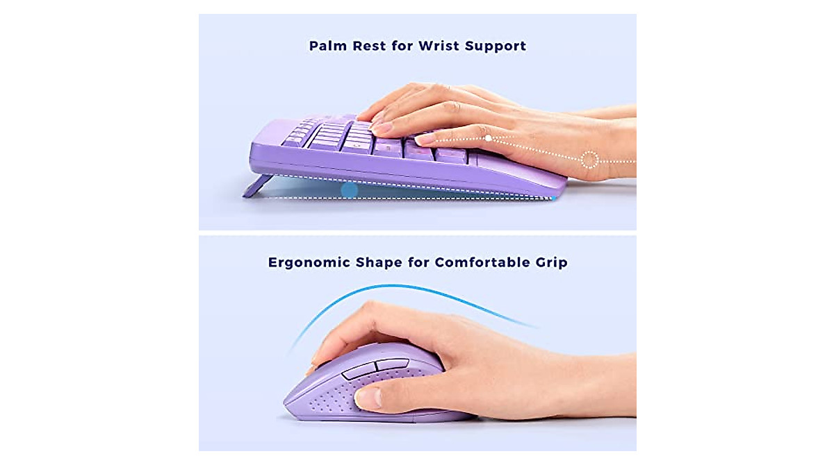 PEIOUS Wireless Keyboard & Mouse Combo - Ergonomic & Full Size