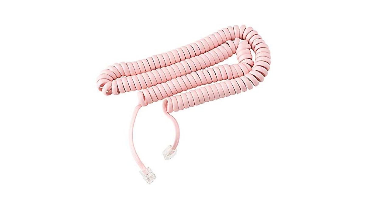 Tangle-Free Phone Cord for Landline - 15ft Ladies Pink