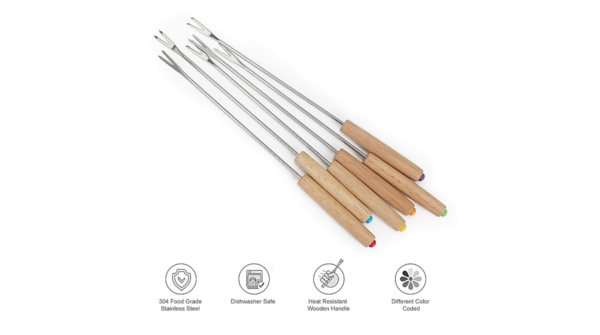 Snapklik.co : 6PCS 9.5 Inch Color-Coded Stainless Steel Fondue Forks - View #9