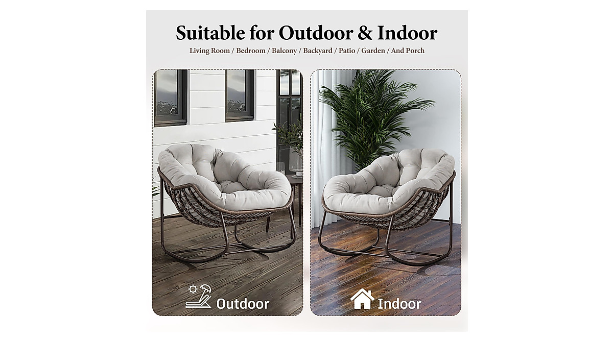 Comfy Oversized Rocking Chair for Indoor & Outdoor Use
