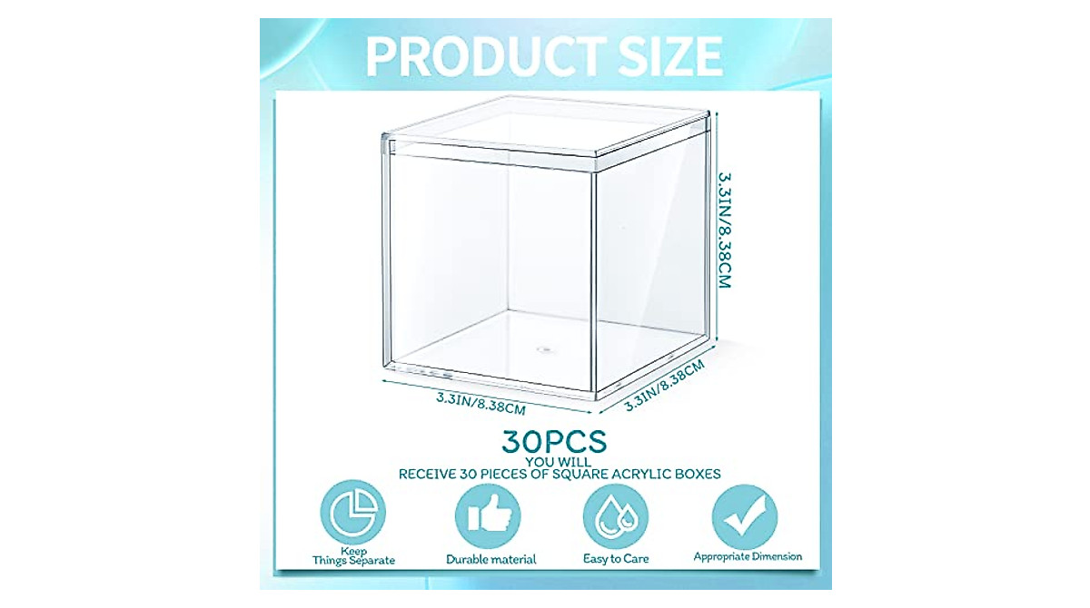 Yulejo 30-Piece Clear Acrylic Storage Boxes for Jewelry & Favors